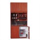 Πολυκουζίνα mini kitchen 125cm με πατάρι απόχρωση κόκκινη για ξενώνες, γραφεία & φοιτητικά studio