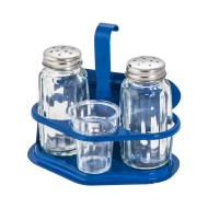 Σετ αλατοπίπερο χρώμα μπλε No4 σε κλασσική γραμμή με τρία δοχεία και θήκη χαρτοπετσέτας ανοξείδωτο 18/0 Σετ αλατοπίπερο χρώμα μπλε No4 σε κλασσική γραμμή με τρία δοχεία και θήκη χαρτοπετσέτας ανοξείδωτο 18/0