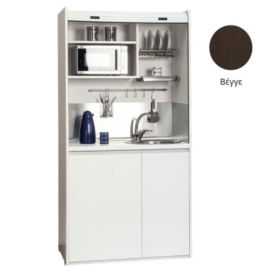 Πολυκουζίνα mini kitchen 105cm OFFICE απόχρωση βέγγε με ψυγείο χωρίς φούρνο για ξενώνες, γραφεία & φοιτητικά studio