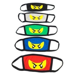 Mάσκα προστασίας προσώπου υφασμάτινη 100% βαμβακερή για αγόρια 10-12 ετών σειρά NINJA σε συσκευασία 5 τεμαχίων Mάσκα προστασίας προσώπου υφασμάτινη 100% βαμβακερή για αγόρια 10-12 ετών σειρά NINJA σε συσκευασία 5 τεμαχίων