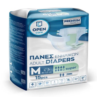 Πάνες ακράτειας Open Care Medium 70-110 cm συσκευασία 15 τεμαχίων Πάνες ακράτειας Open Care Medium 70-110 cm συσκευασία 15 τεμαχίων