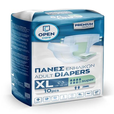 Πάνες ακράτειας Open Care XLarge 120-160 cm συσκευασία 10 τεμαχίων Πάνες ακράτειας Open Care XLarge 120-160 cm συσκευασία 10 τεμαχίων