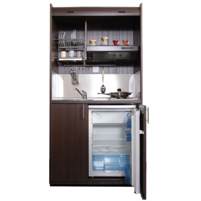 Πολυκουζινάκι 105cm χρώμα δρυς μπεζ για ενοικιαζόμενα δωμάτια, γραφεία & φοιτητικά studio mini kitchen SILVER