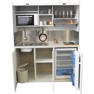 Πολυκουζινάκι 160cm χρώμα λευκό για ενοικιαζόμενα δωμάτια, γραφεία & φοιτητικά studio mini kitchen SILVER