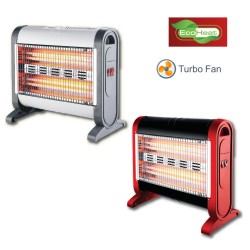 Θερμάστρα χαλαζία 1600W Turbo Fan EcoHeat με 2 επίπεδα σε γκρί / λευκό για κάλυψη 15τμ