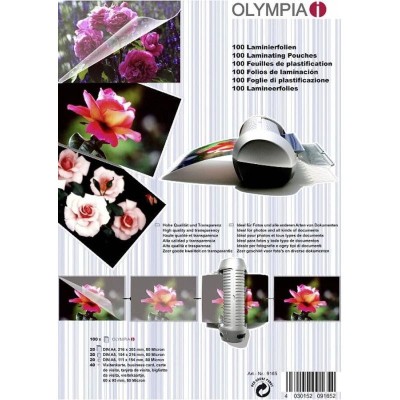 Φύλλα πλαστικοποίησης για Α4 Α5 Α6 και επαγγελματικές κάρτες 100 τμχ Olympia 9165
