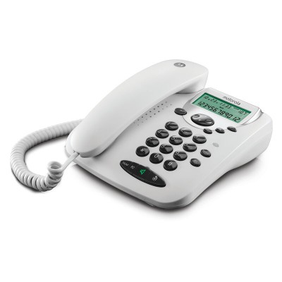 Ενσύρματο τηλέφωνο με οθόνη Motorola CT2W σε λευκό χρώμα με 10 πλήκτρα μνήμης γρήγορης κλήσης