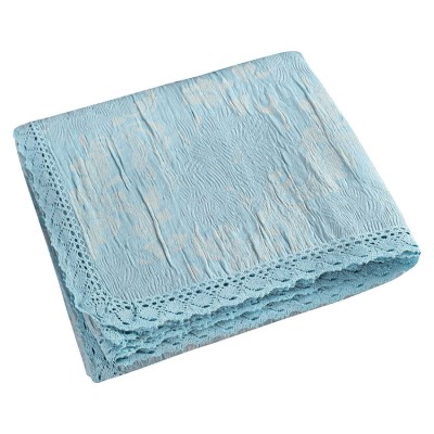 Κουβέρτα ζακάρ Art 1348 με δαντέλα μονή σε χρώμα Sky μπλε διαστάσεων 170x250cm