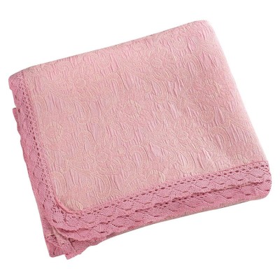 Κουβέρτα ζακάρ Art 1349 με δαντέλα υπέρδιπλη σε χρώμα candy ροζ διαστάσεων 230x250cm 