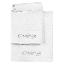 Σετ πετσέτες Art 3169 σε χρώμα λευκό 100% βαμβακερές 3 τεμάχια Σετ πετσέτες Art 3169 σε χρώμα λευκό 100% βαμβακερές 3 τεμάχια