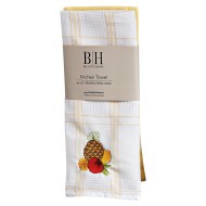 Ποτηρόπανα σετ 2τμχ Art 8287 διαστάσεων 40x60cm σε χρώμα λευκό με κίτρινο