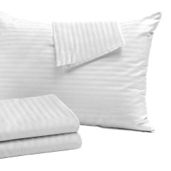 Σεντόνι ξενοδοχείου διπλό σατέν-ρίγα διαστάσεων 240x260cm 80%cotton 20%polyester πεννιέ 220 κλωστών 