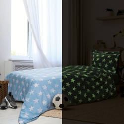 Σετ σεντόνια μονά φωσφοριζέ Gaspar Art 6160 διαστάσεων 170x240cm σε γαλάζιο χρώμα Σετ σεντόνια μονά φωσφοριζέ Gaspar Art 6160 διαστάσεων 170x240cm σε γαλάζιο χρώμα