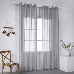 Κουρτίνα γάζα μονόχρωμη σε γκρι χρώμα με 8 μεταλλικούς κρίκους Art 8440 διαστάσεων 140x270cm  Κουρτίνα γάζα μονόχρωμη σε γκρι χρώμα με 8 μεταλλικούς κρίκους Art 8440 διαστάσεων 140x270cm