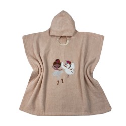 Παιδικό μπουρνούζι - πόντσο για 2-4 ετών σχέδιο ballerina διαστάσεων 55x110cm