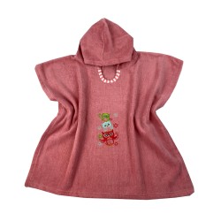 Παιδικό μπουρνούζι - πόντσο για 2-4 ετών σχέδιο family owls διαστάσεων 55x110cm