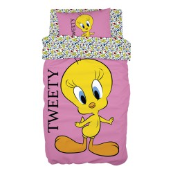 Σετ παπλωματοθήκη μονή Art 6190 Tweety διαστάσεων 165x250cm σε χρώμα ροζ Σετ παπλωματοθήκη μονή Art 6190 Tweety διαστάσεων 165x250cm σε χρώμα ροζ