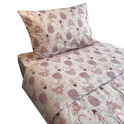 Παπλωματοθήκη μονή παιδική σχέδιο Fairytales διαστάσεων 165x250cm με μαξιλαροθήκη