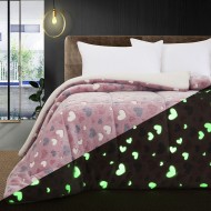 Κουβερτοπάπλωμα μονό φωσφοριζέ Art 6153 διαστάσεων 160x220 σε χρώμα ροζ