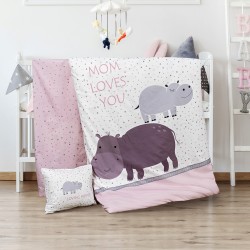 Σετ σεντόνια βρεφικά Hippo Art 5187 διαστάσεων 120x160cm με ιπποπόταμους Σετ σεντόνια βρεφικά Hippo Art 5187 διαστάσεων 120x160cm με ιπποπόταμους