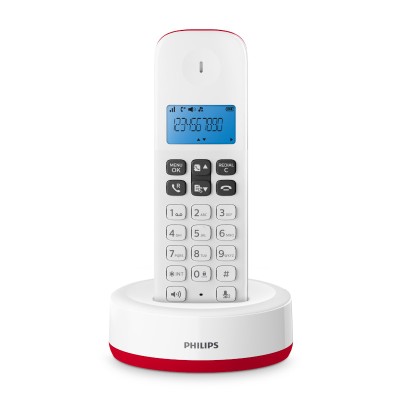 Ασύρματο τηλέφωνο με ανοιχτή ακρόαση, φωτιζόμενη οθόνη και 50 μνήμες Philips D1611R/GRS σε κόκκινο χρώμα