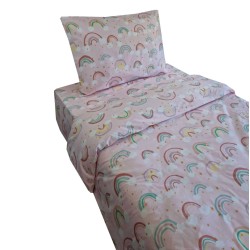 Παπλωματοθήκη μονή παιδική σχέδιο Rainbow Cloud διαστάσεων 165x250cm με μαξιλαροθήκη