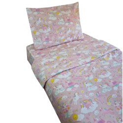 Παπλωματοθήκη μονή παιδική σχέδιο Unicorn Castle διαστάσεων 165x250cm με μαξιλαροθήκη