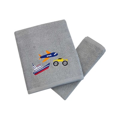 Σετ παιδικές πετσέτες 2 τεμαχίων με σχέδιο Transport σε γκρι χρώμα