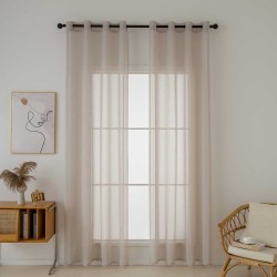 Κουρτίνα γάζα μονόχρωμη με 8 μεταλλικούς κρίκους Sharp Art 8448 διαστάσεων 140x270cm στο χρώμα της άμμου Κουρτίνα γάζα μονόχρωμη με 8 μεταλλικούς κρίκους Sharp Art 8448 διαστάσεων 140x270cm στο χρώμα της άμμου