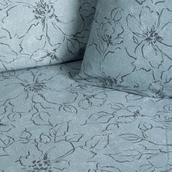 Σετ σεντόνια φανελένια King Size με λάστιχο Nebbiolo Art 12636 διαστάσεων 185x200+32cm σε χρώμα πετρόλ 