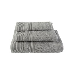 Πετσέτα σώματος γκρι ανοιχτό 80x150cm κατασκευασμένη από 100% βαμβάκι πεννιε βάρους 550gr/m2 με ιδιαίτερη μπορντούρα στο τελείωμα