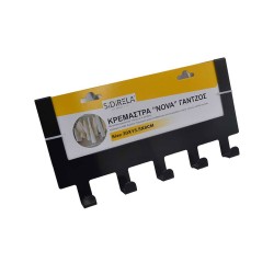 Κρεμάστρα πόρτας μπάνιου "NOVA" γάντζος 5 θέσεων με βίδες 30x15.5cm μαύρη ή άσπρη