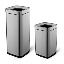 Κάδος ανοξείδωτος τετράγωνος 20lit με ανοικτή οροφή διαστάσεων 25,3x25,3x43,4cm