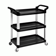 Καρότσι εστιατορίου πλαστικό μαύρο με 3 ράφια διαστάσεων 95x84x43cm