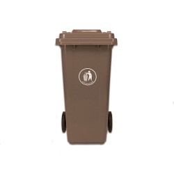 Κάδος απορριμάτων τροχήλατος πλαστικός χωρητικότητας 120lt σε καφέ χρώμα με καπάκι HACCP