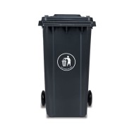 Πλαστικός κάδος απορριμάτων 120lt σε γκρι χρώμα τροχήλατος με καπάκι HACCP