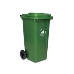 Πλαστικός κάδος απορριμάτων χωρητικότητας 240lt σε πράσινο χρώμα τροχήλατος με καπάκι HACCP