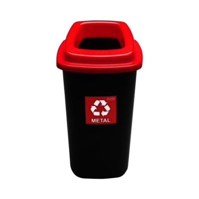 Κάδος ανακύκλωσης πλαστικός 90Lt μαύρος με στεφάνι σε κόκκινο χρώμα διαστάσεων 40.5x53x85.5cm