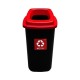 Κάδος ανακύκλωσης πλαστικός 90Lt μαύρος με στεφάνι σε κόκκινο χρώμα διαστάσεων 40.5x53x85.5cm