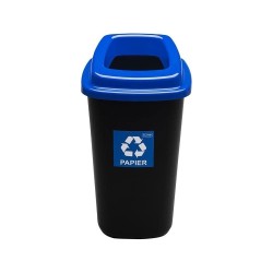 Κάδος ανακύκλωσης πλαστικός 90Lt διαστάσεων 40.5x53x85.5cm μαύρος με στεφάνι σε μπλε χρώμα
