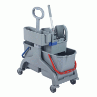 Καρότσι σφουγγαρίσματος διπλό πλαστικό 2x25L με πλαϊνό χερούλι