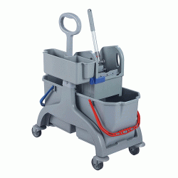 Καρότσι σφουγγαρίσματος διπλό πλαστικό 2x25L με πλαϊνό χερούλι