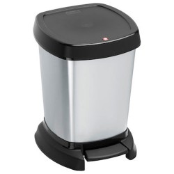 Πλαστικός κάδος απορριμμάτων με μεταλλικό φινίρισμα και πεντάλ paso χωρητικότητας 6lt