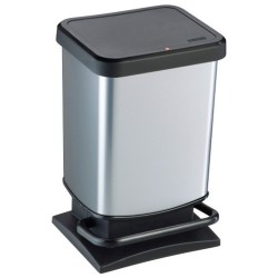 Πλαστικός κάδος τετράγωνος 20lt με πεντάλ paso και μεταλλικό φινίρισμα