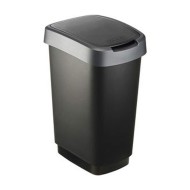 Κάδος απορριμμάτων χωρητικότητας 50lt με αιωρούμενο καπάκι μαύρος ROTHO TWIST Κάδος απορριμμάτων χωρητικότητας 50lt με αιωρούμενο καπάκι μαύρος ROTHO TWIST