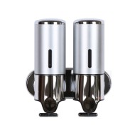 Διανεμητής για υγρό κρεμοσάπουνο διπλός με χωρητικότητα 2x500ml με κλειδί ασφαλείας σε ασημί χρώμα