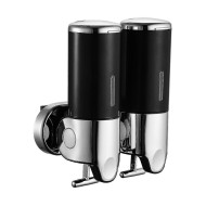 Διπλός διανεμητής κρεμοσάπουνου με κλειδί ασφαλείας χωρητικότητας 2x500ml σε μάυρο χρώμα