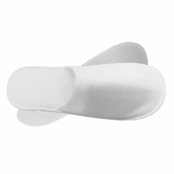 Παντόφλες πολυτελείας κλειστές διπλές πετσετέ ξενοδοχειακού τύπου με πάχος σόλας 5mm σε λευκό χρώμα